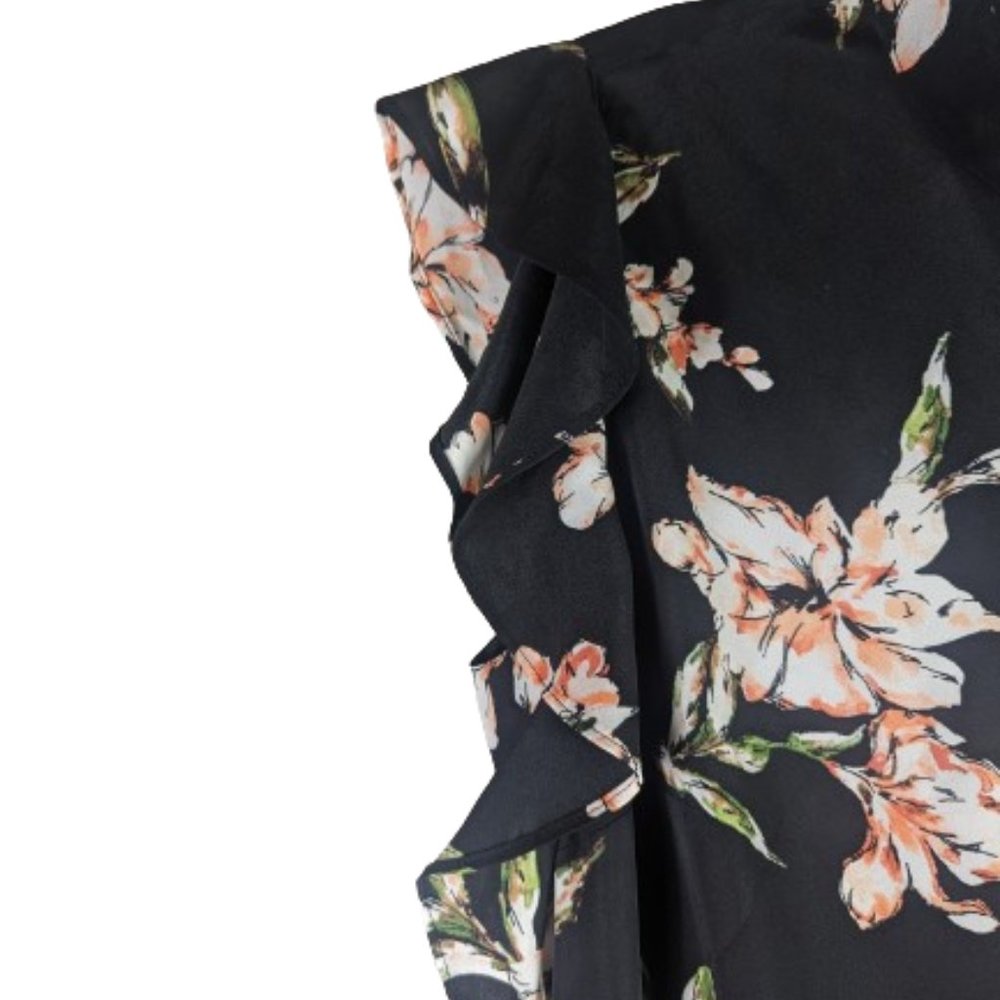 Lauren Ralph Lauren Floral Chinese Neck Floral Ruffle Shirt Button Down Dress 10 - Picture 3 of 12